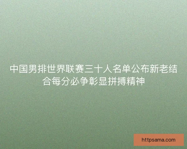 中国男排世界联赛三十人名单公布新老结合每分必争彰显拼搏精神